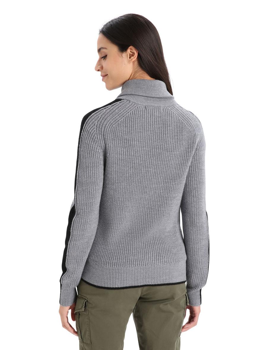 Gritstone Heather / Black Icebreaker Merino Lodge Long Sleeve Half Zip Women's Sweaters | AU 1621UZGT